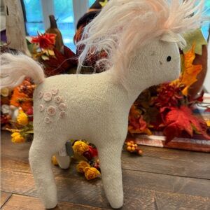 The Land Of Nod Unicorn Felt Plush Pink White Stuffed Animal Mythical